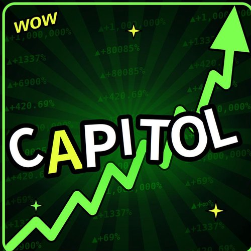 Capitol Markets logo, CAPITOL in bold type over a neon green chart